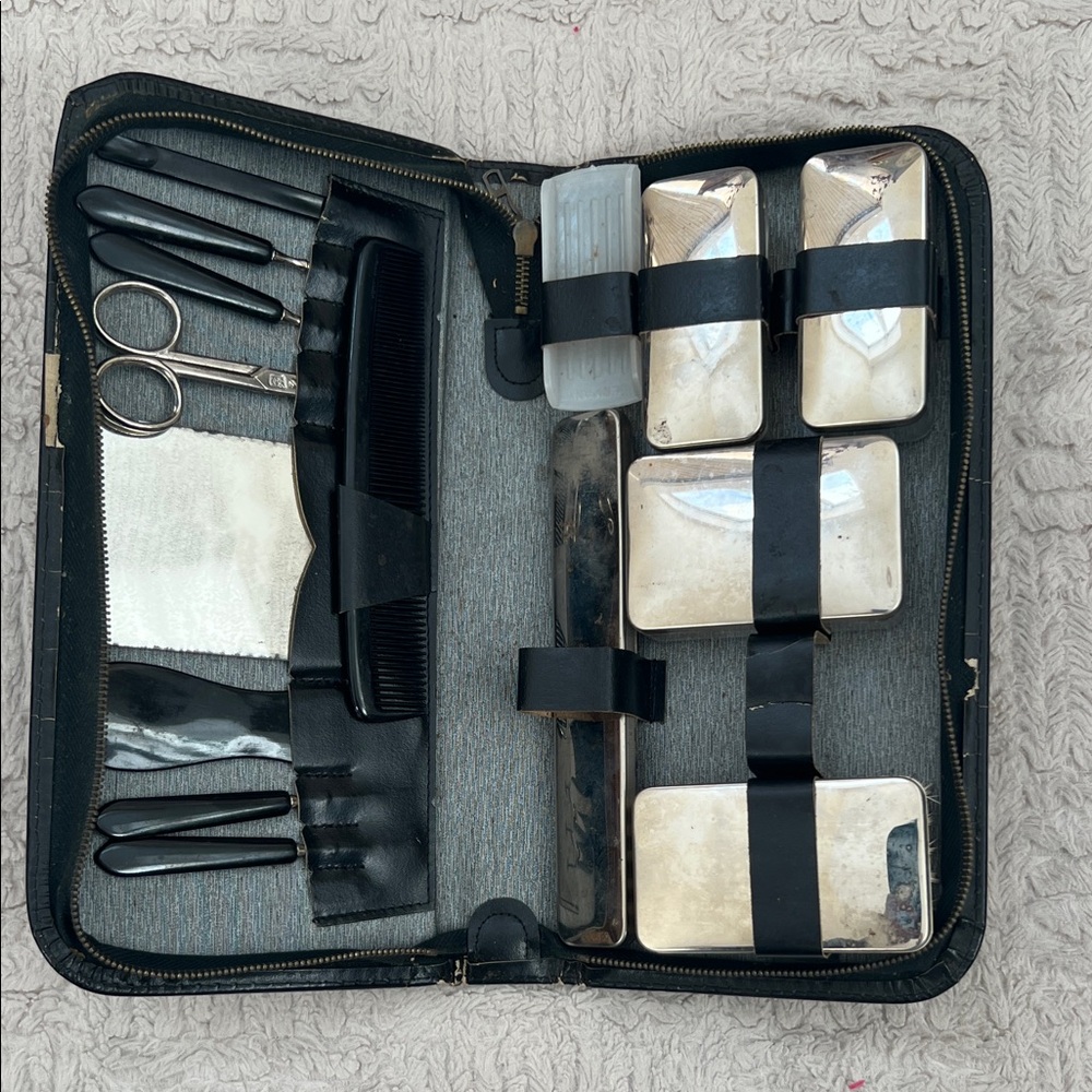 Vintage Western Germany Grooming Kit,  Toiletries travel zippered Kit